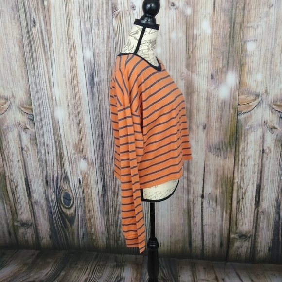Code x Mode Orange Stripe Crew Neck Long Shirt - Picture 4 of 10